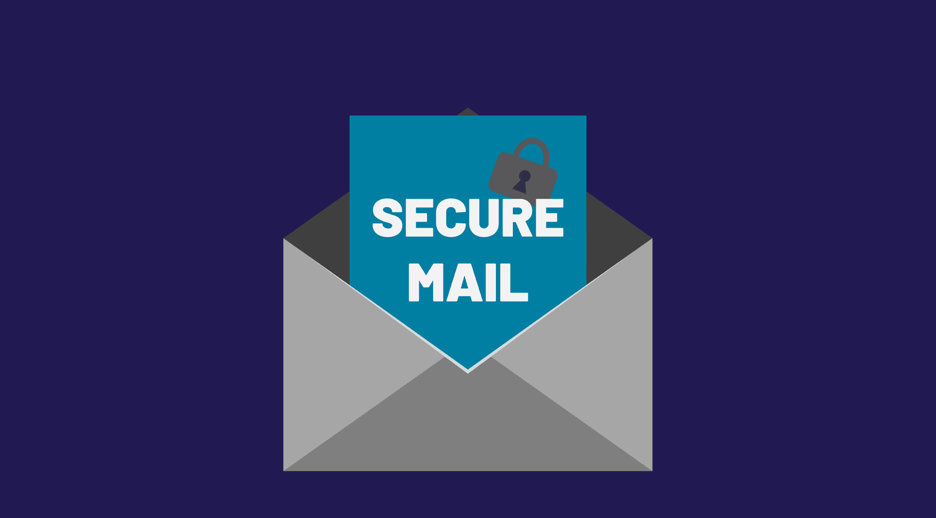 Kuvert med teksten "secure mail" og en hængelås. 